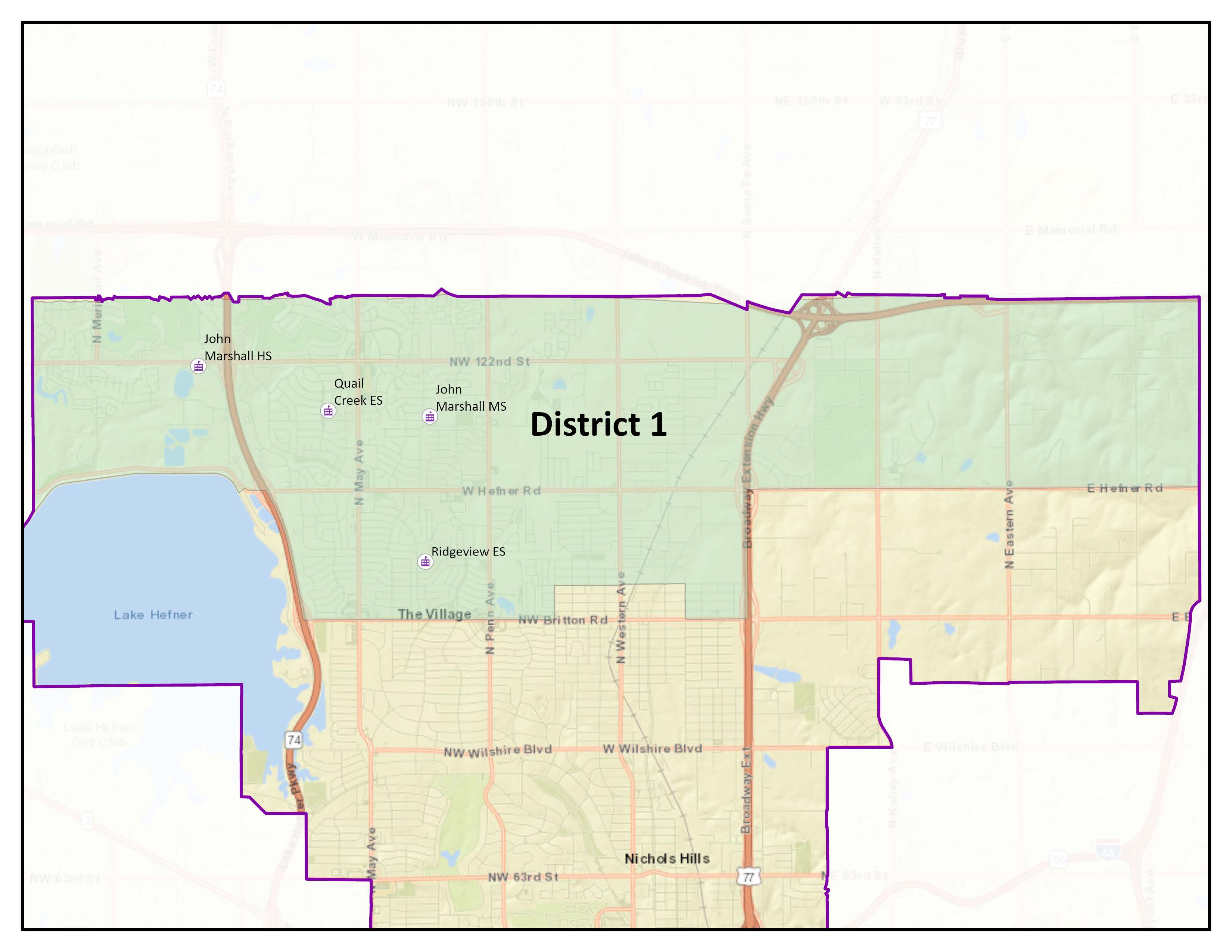 Map of OKCPS BOE Election District 1